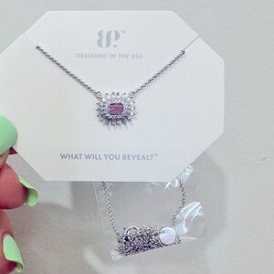 BP Bomb Party jewelry reveal sunburst of sparkle pink ice crystal necklace